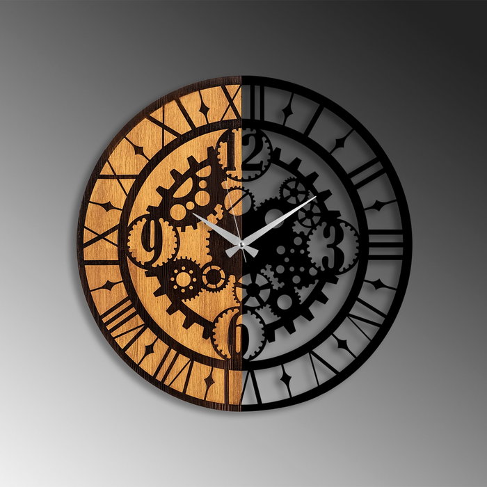 Wallity Reloj de Pared Decorativo de Madera Nogal y Negro Wallity Reloj de Pared Decorativo de Madera Nogal y Negro